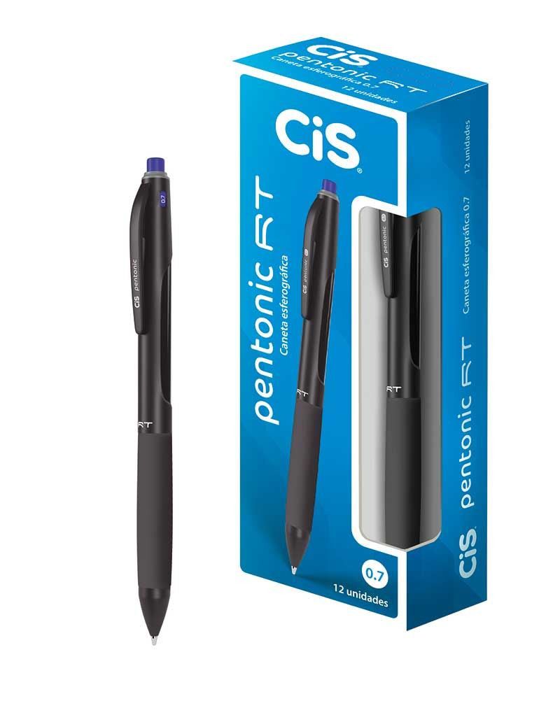 CANETA ESFEROGRAFICA 0.7 PENTONIC RETRATIL AZUL CIS - REF. 56.2105 - CAIXA COM 12 UNIDADES