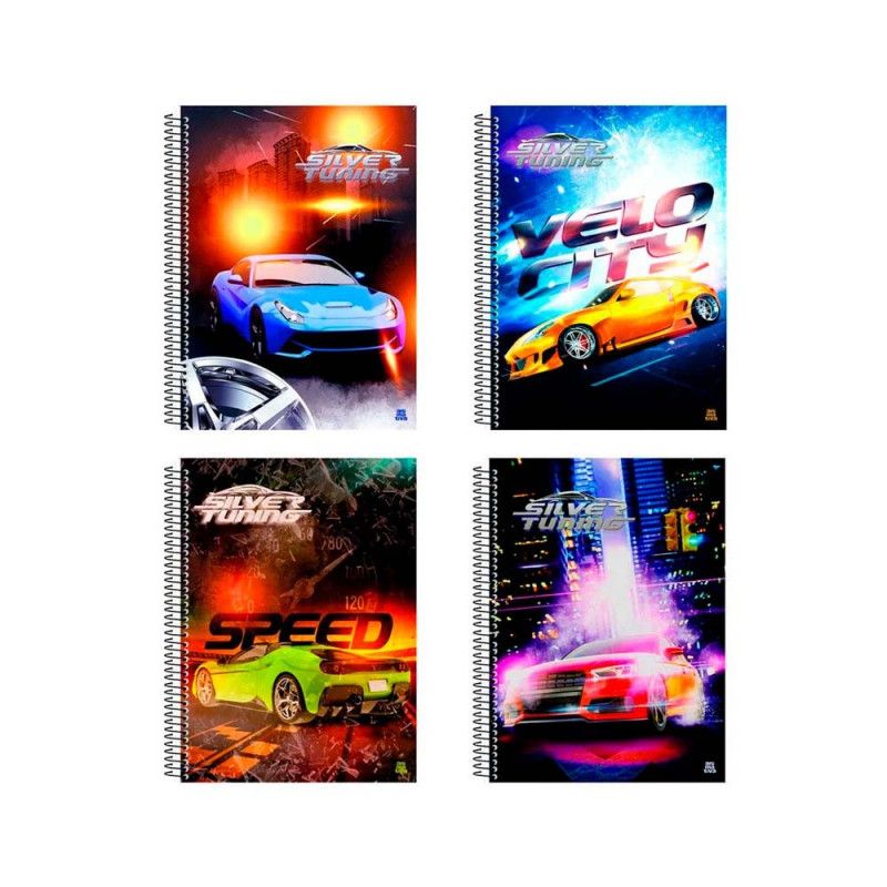 CADERNO ESPIRAL CAPA DURA 1/4 80 FOLHAS SILVER TUNING - REF. 232005 - PACOTE COM 10 UNIDADES
