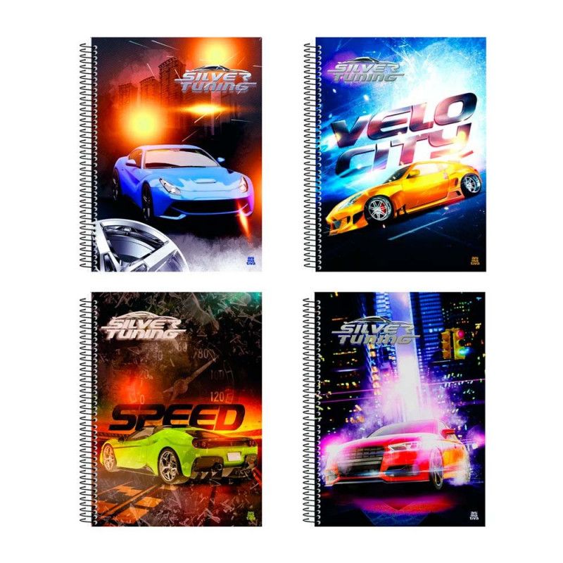 CADERNO 1 MATERIA CAPA DURA 80 FOLHAS SILVER TUNING - REF. 233076 - PACOTE COM 4 UNIDADES