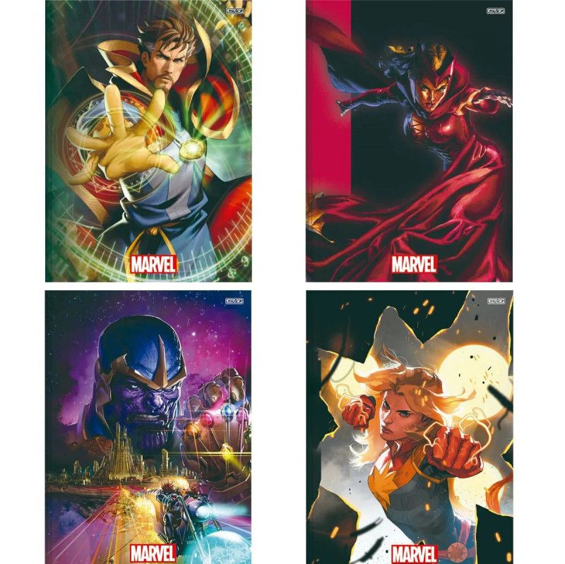 CADERNO BROCHURAO CAPA DURA 80 FOLHAS MARVEL NOW - REF. 223060 - PACOTE COM 5 UNIDADES