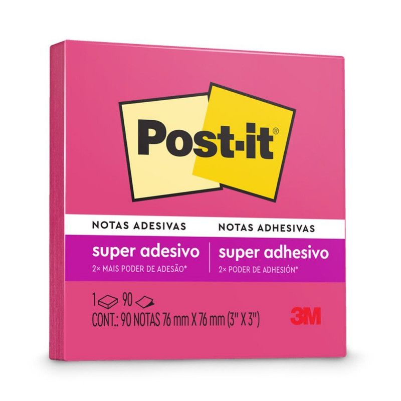 BLOCO ADESIVO ANOTACAO 76X76MM 90 FOLHAS PINK NEON POS - REF. 654 - 1 UNIDADE