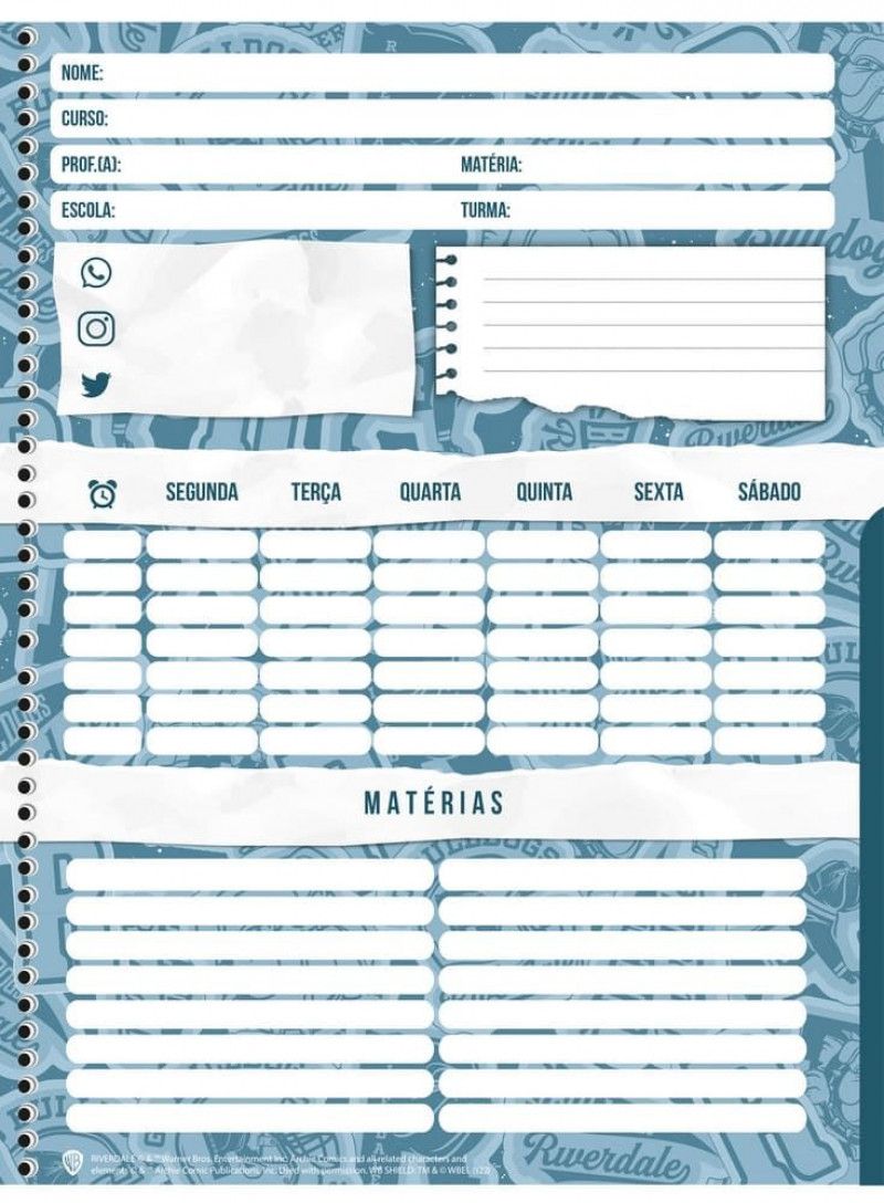 CADERNO 1 MATERIAS CAPA DURA 80 FOLHAS RIVERDALE SAO DOMINGOS - REF. 233183 - PACOTE COM 4 UNIDADES