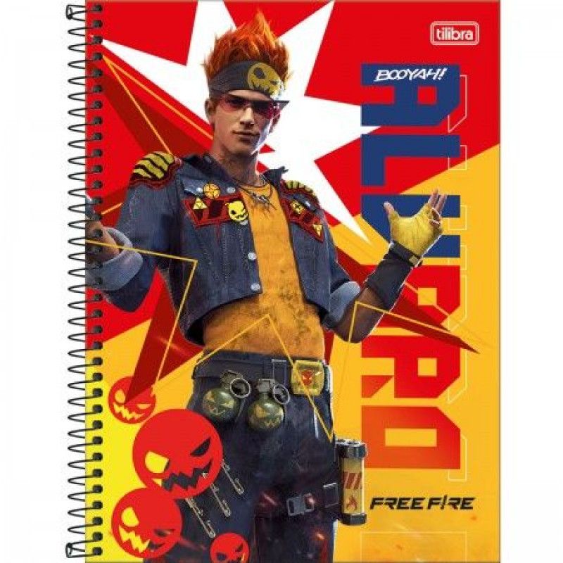 CADERNO 1 MATERIA CAPA DURA 80 FOLHAS FREE FIRE TILIBRA - REF. 31960 - PACOTE COM 4 UNIDADES