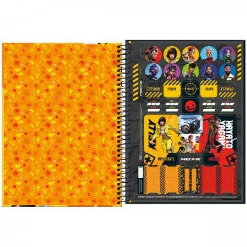 CADERNO 1 MATERIA CAPA DURA 80 FOLHAS FREE FIRE TILIBRA - REF. 31960 - PACOTE COM 4 UNIDADES
