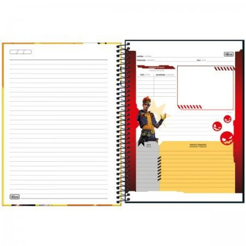 CADERNO 1 MATERIA CAPA DURA 80 FOLHAS FREE FIRE TILIBRA - REF. 31960 - PACOTE COM 4 UNIDADES