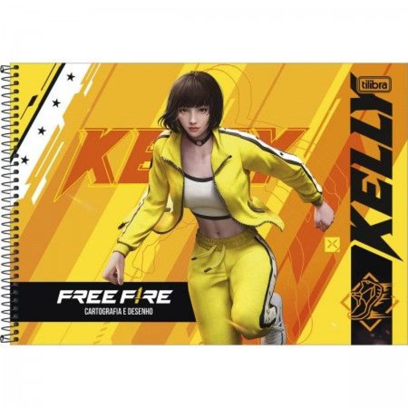 CADERNO CARTOGRAFIA CAPA DURA 80 FOLHAS FREE FIRE TILIBRA - REF. 31965 - PACOTE COM 4 UNIDADES