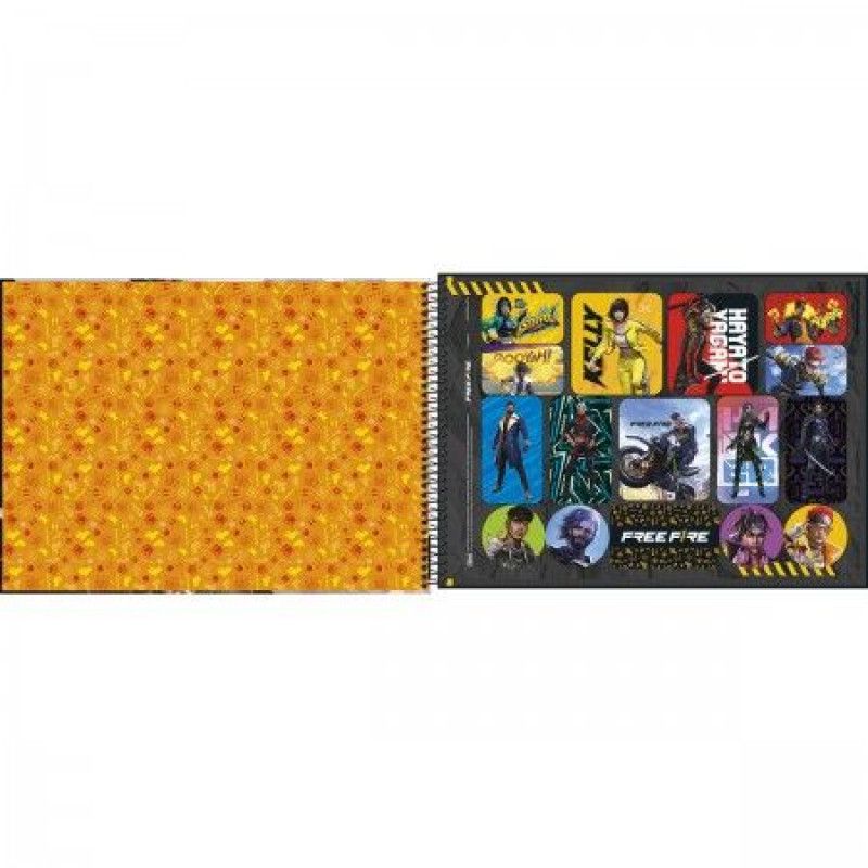 CADERNO CARTOGRAFIA CAPA DURA 80 FOLHAS FREE FIRE TILIBRA - REF. 31965 - PACOTE COM 4 UNIDADES