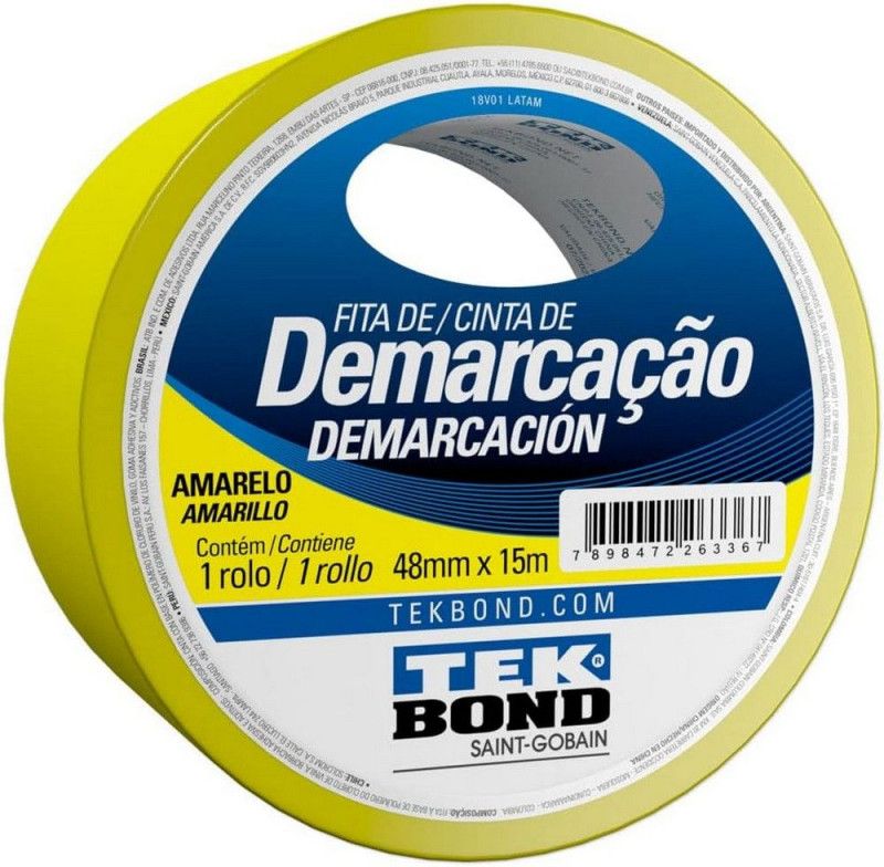 FITA ADESIVA 48MMX15M DEMARCACAO SOLO TEK BOND - AMARELO - 1 UNIDADE