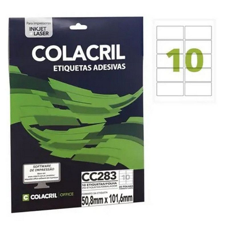 ETIQUETA LASER CC283 25 FOLHAS COLACRIL - REF. CC283 - 1 UNIDADE