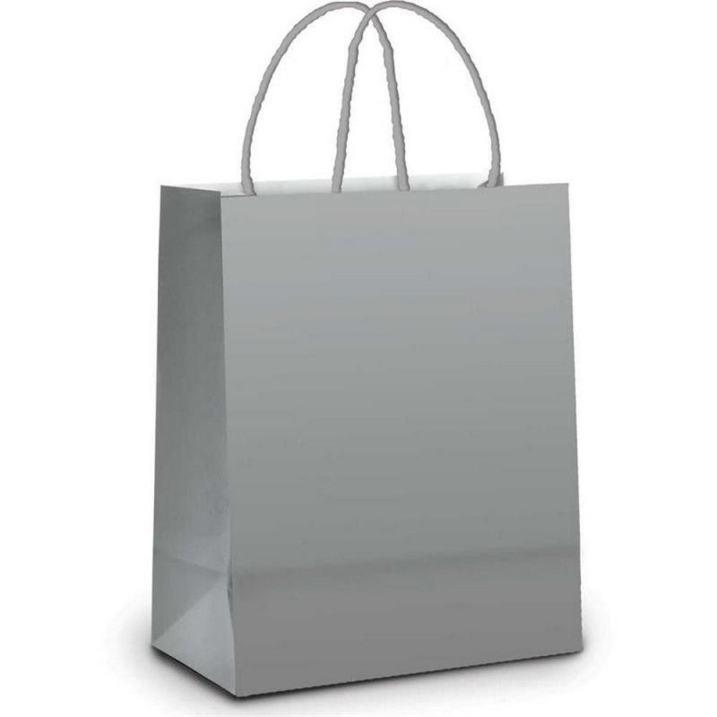 SACOLA PRESENTE PRATA FOSCO M 26X19 CROMUS - REF. PRATA FOSCO M - PACOTE COM 10 UNIDADES
