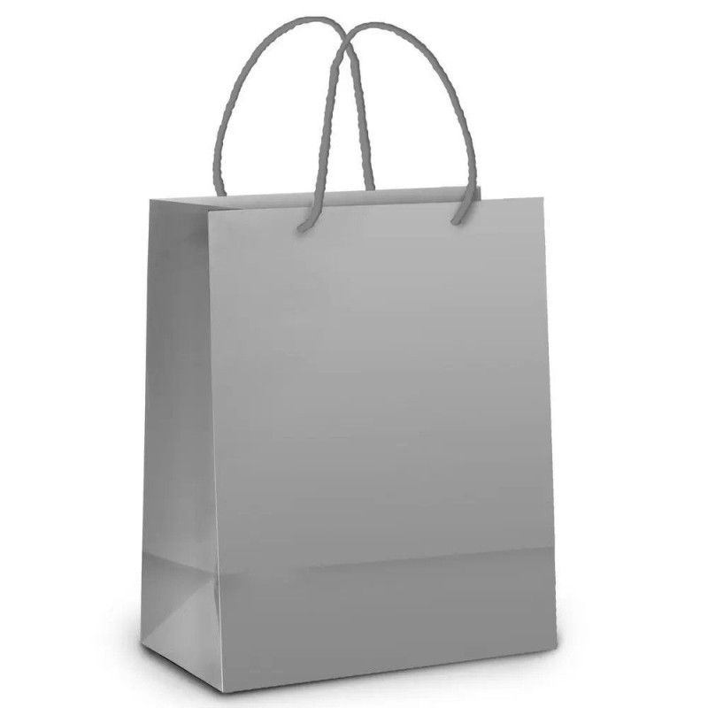 SACOLA PARA PRESENTE PRATA FOSCO G 32X26 CM CROMUS - REF. PRATA FOSCO G - PACOTE COM 10 UNIDADES