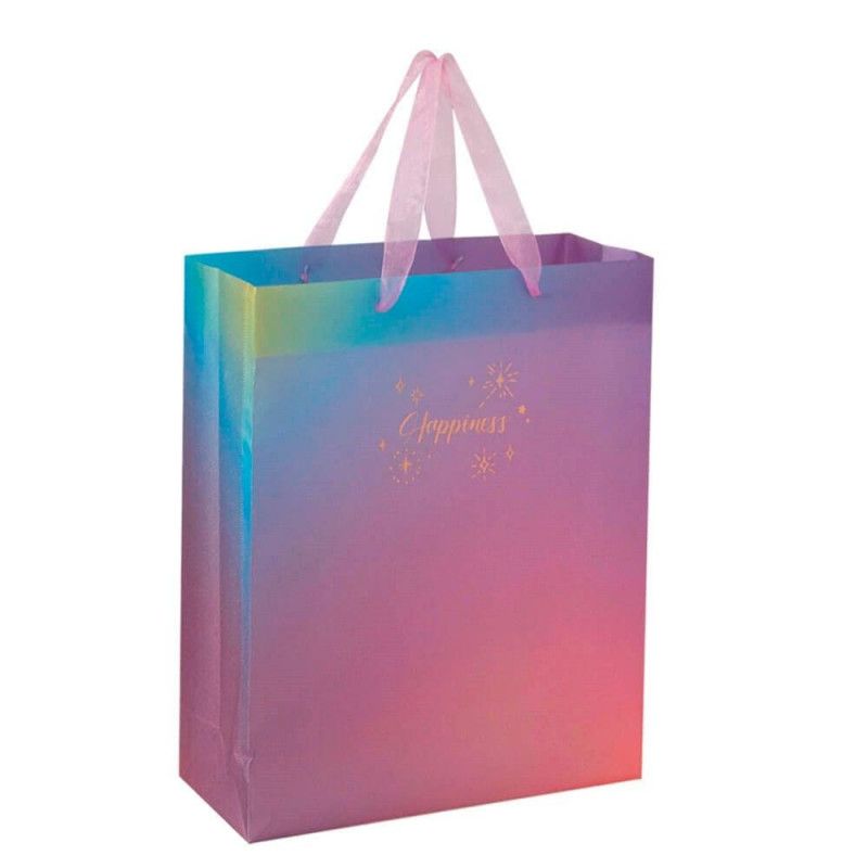 SACOLA DE PRESENTE PLASTICA 19X25CM M HAPPINESS - REF. 3401 - PACOTE COM 12 UNIDADES