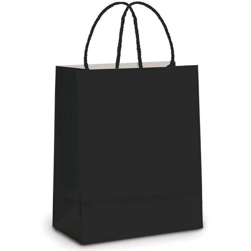 SACOLA PRESENTE PRETO P 21,5X15X8CM CROMUS - REF. 14000316 - PACOTE COM 10 UNIDADES