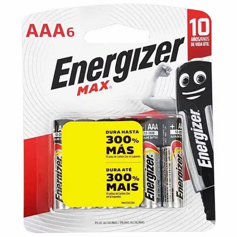 PILHA PALITO AAA COM 4+2 UNIDADES ALCALINA ENERGIZER - 1 UNIDADE
