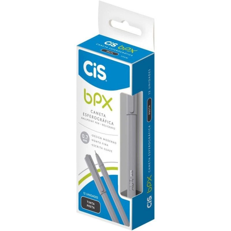 CANETA ESFEROGRAFICA 0.7 BPX CIS - REF. 76.1112 PRETO - CAIXA COM 12 UNIDADES