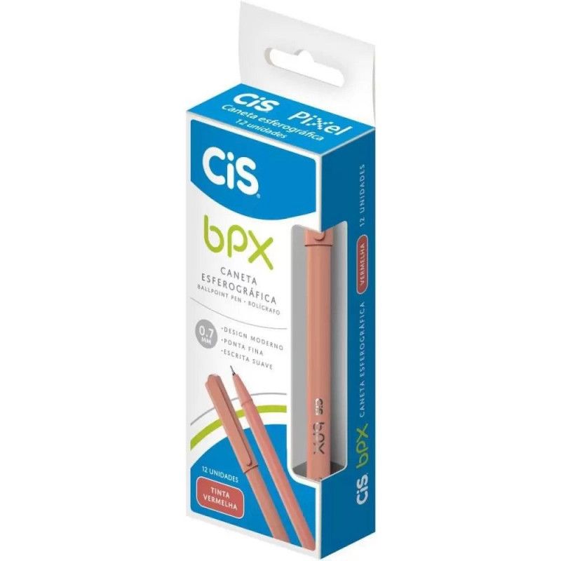 CANETA ESFEROGRAFICA 0.7 BPX CIS - REF. 76.1113 VERMELHO - CAIXA COM 12 UNIDADES