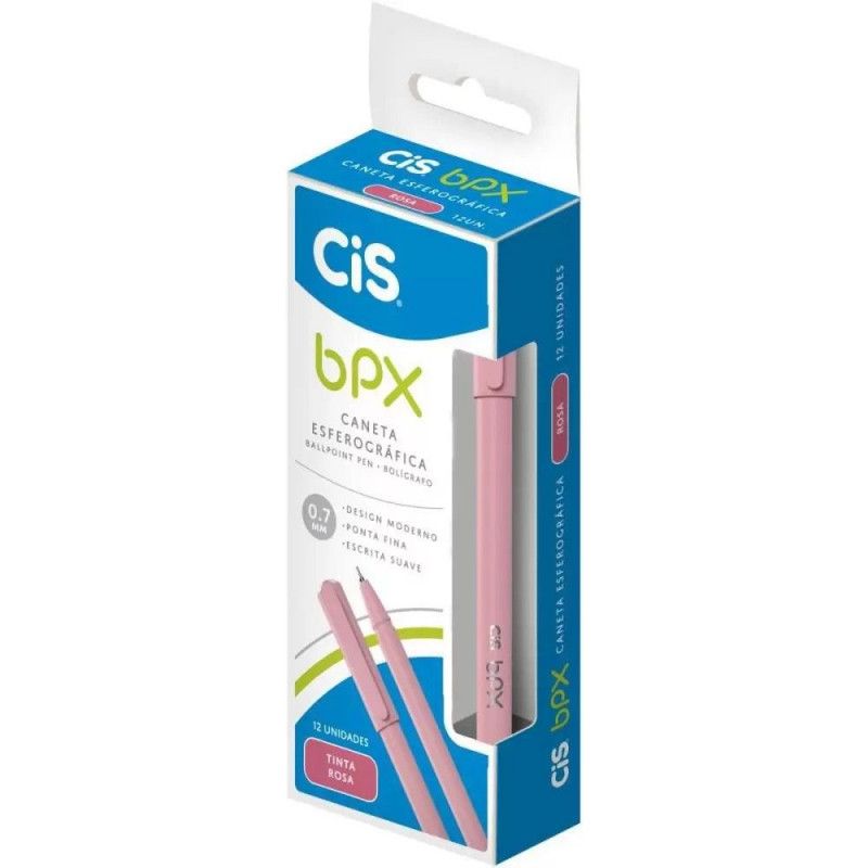 CANETA ESFEROGRAFICA 0.7 BPX CIS - REF. 76.1114 ROSA - CAIXA COM 12 UNIDADES
