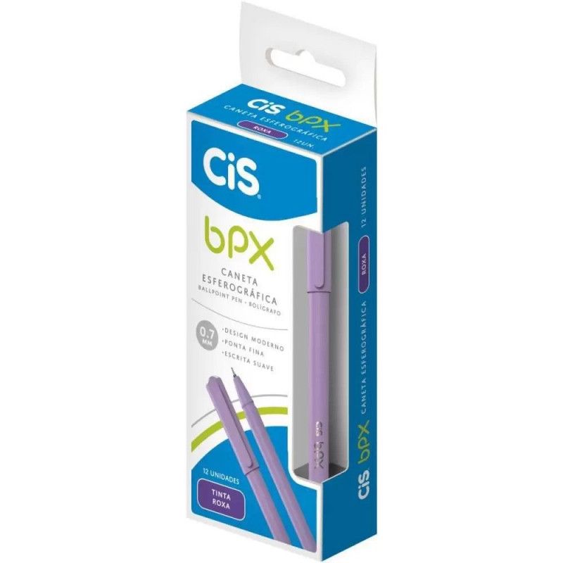 CANETA ESFEROGRAFICA 0.7 BPX CIS - REF. 76.1115 ROXA - CAIXA COM 12 UNIDADES