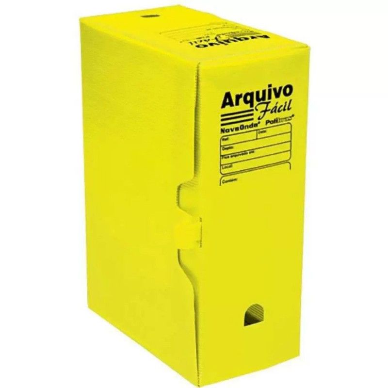 ARQUIVO MORTO FACIL NOVA ONDA AMARELO POLIBRAS - REF. 42106 - PACOTE COM 50 UNIDADES