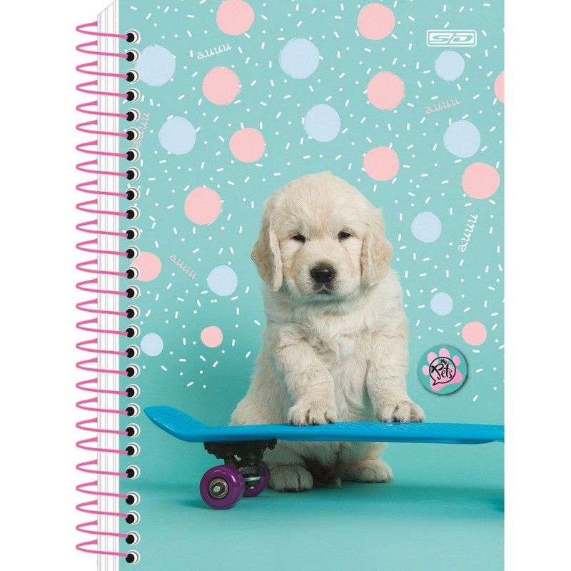 CADERNETA 80 FOLHAS ESPIRAL CAPA DURA MY PETS SAO DOMINGOS - REF. 231005 - PACOTE COM 10 UNIDADES