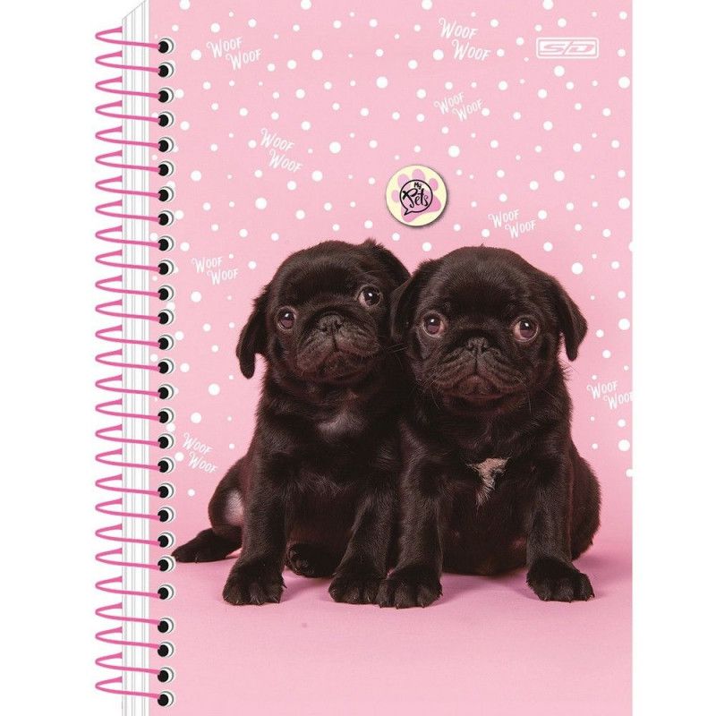 CADERNETA 80 FOLHAS ESPIRAL CAPA DURA MY PETS SAO DOMINGOS - REF. 231005 - PACOTE COM 10 UNIDADES