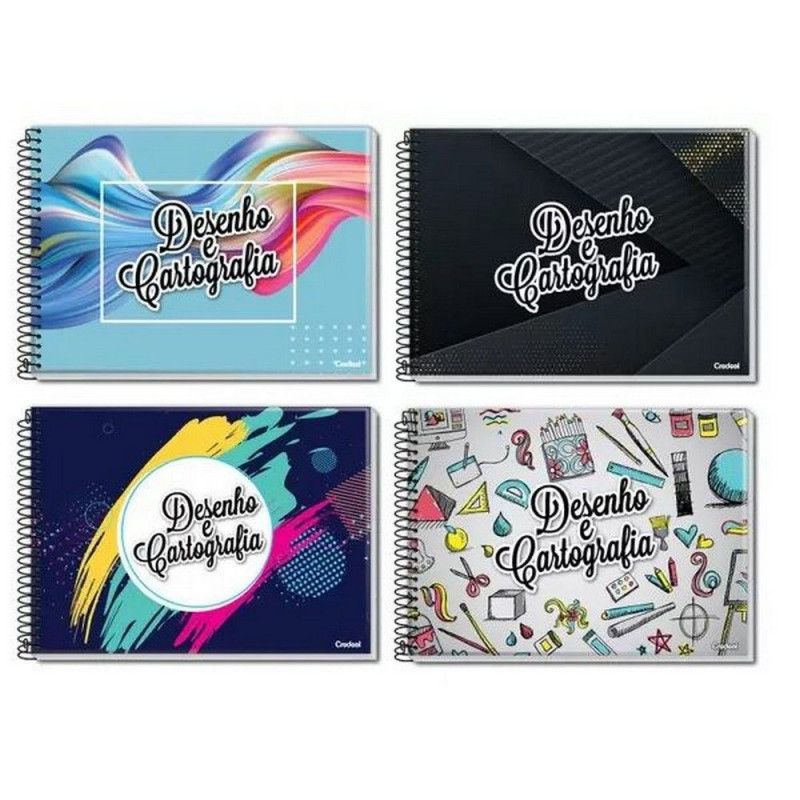 CADERNO CARTOGRAFIA CAPA FLEXÍVEL 48 FOLHAS COM SEDA CREDEAL - REF. 104811 - PACOTE COM 10 UNIDADES