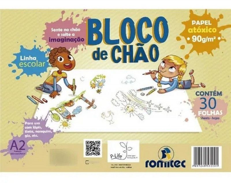 BLOCO DESENHO DE CHAO A2 BRANCO COM 30 FOLHAS ROMITEC - REF. 7209R - 1 UNIDADE