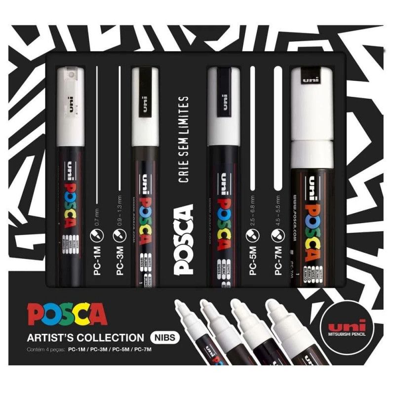CANETA UNI POSCA ARTISTS COLLECTION NIBS COM 4 PONTAS - REF. 59.1302 - 1 UNIDADE