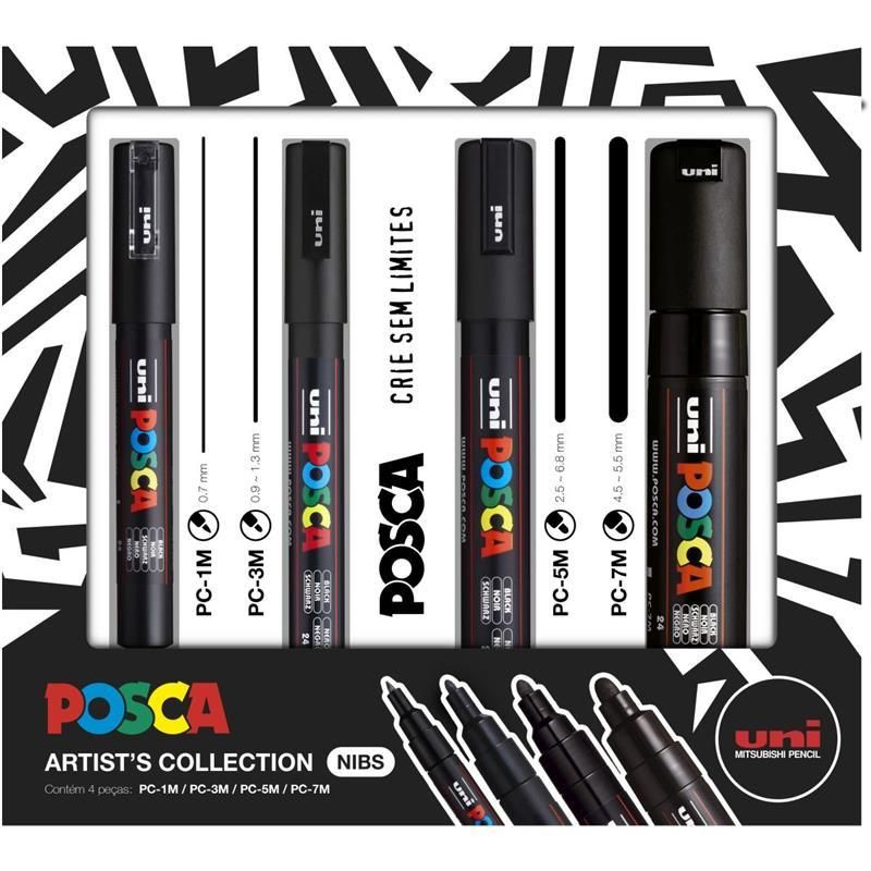CANETA UNI POSCA ARTISTS COLLECTION NIBS COM 4 PONAS - REF. 59.1303 - 1 UNIDADE
