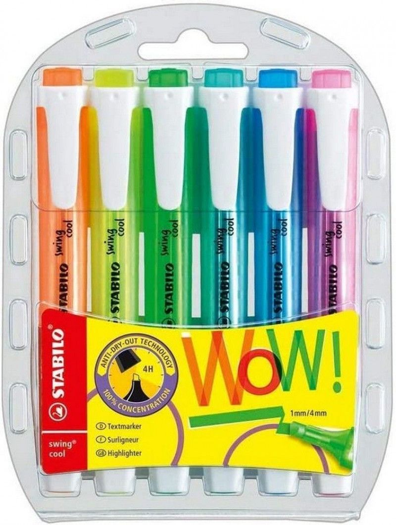 PINCEL MARCA TEXTO NEON SWING COOL COM 6 CORES - REF. 275/6-3 - 1 UNIDADE