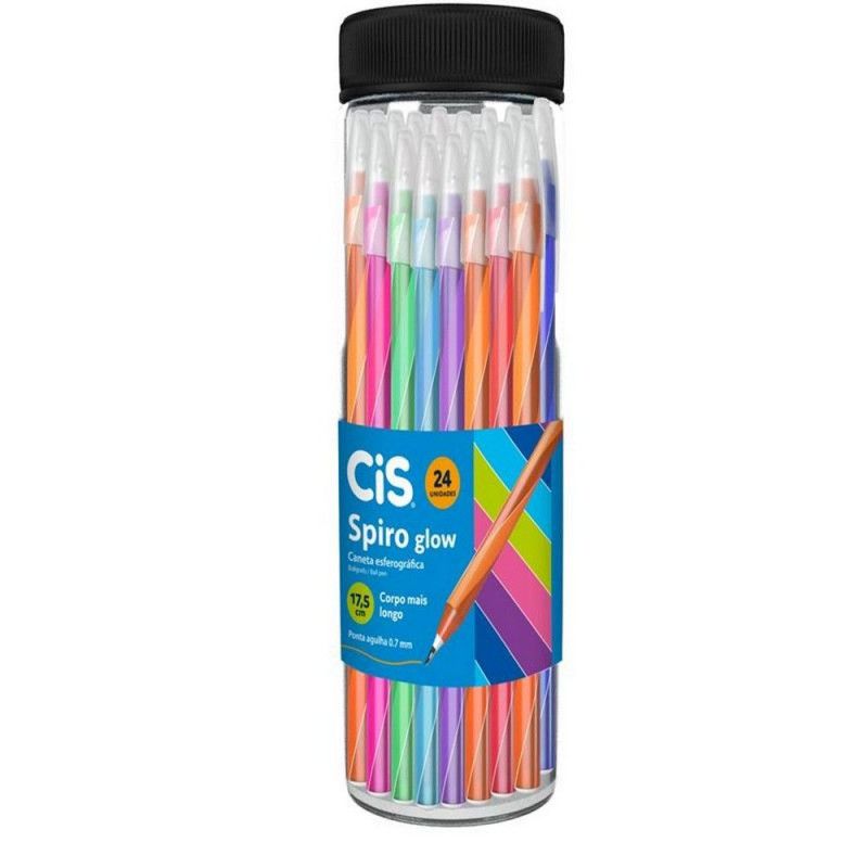 CANETA ESFEROGRAFICA 0.7 SPIRO GLOW CIS - REF. 52.0618 - PACOTE COM 24 UNIDADES