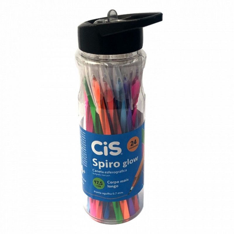 CANETA ESFEROGRAFICA 0.7 SPIRO GLOW CIS - REF. 52.0618 - PACOTE COM 24 UNIDADES