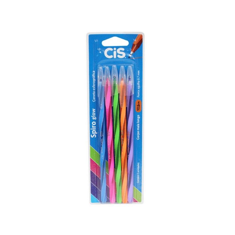 CANETA ESFEROGRAFICA 0.7 SPIRO GLOW COM 5 CIS - REF. 52.0619 - 1 UNIDADE