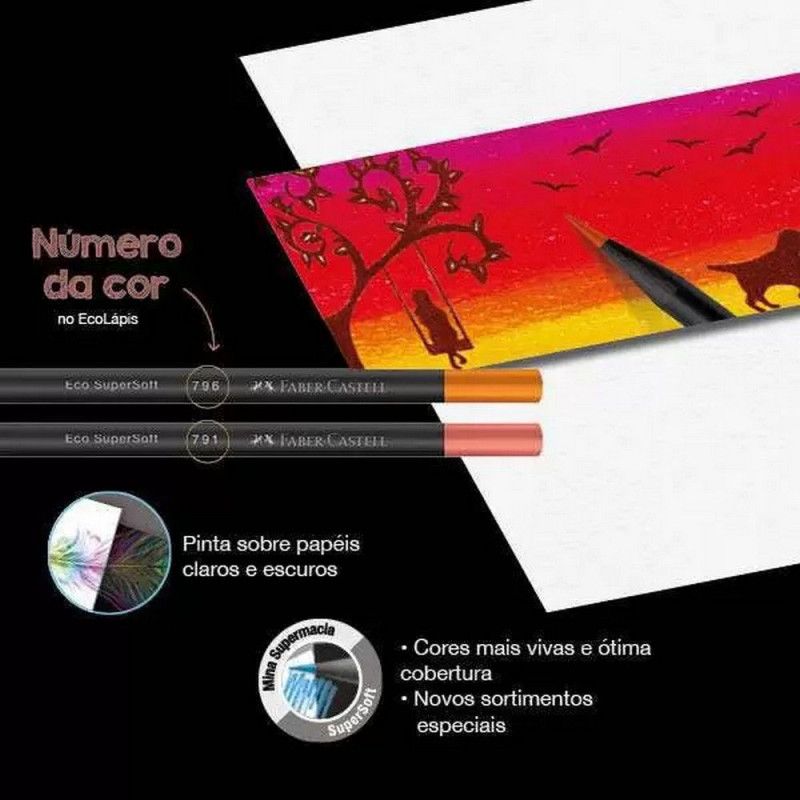 LAPIS 15 CORES SUPERSOFT CORES QUENTES FABER-CASTELL - REF. 120715SOFTCQ - PACOTE COM 12 UNIDADES