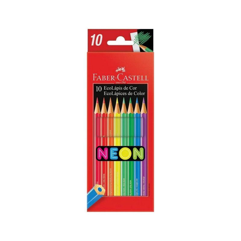 LAPIS 10 CORES NEON FABER-CASTELL - REF. 120410N - PACOTE COM 12 UNIDADES