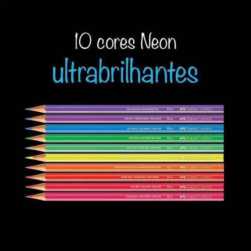 LAPIS 10 CORES NEON FABER-CASTELL - REF. 120410N - PACOTE COM 12 UNIDADES