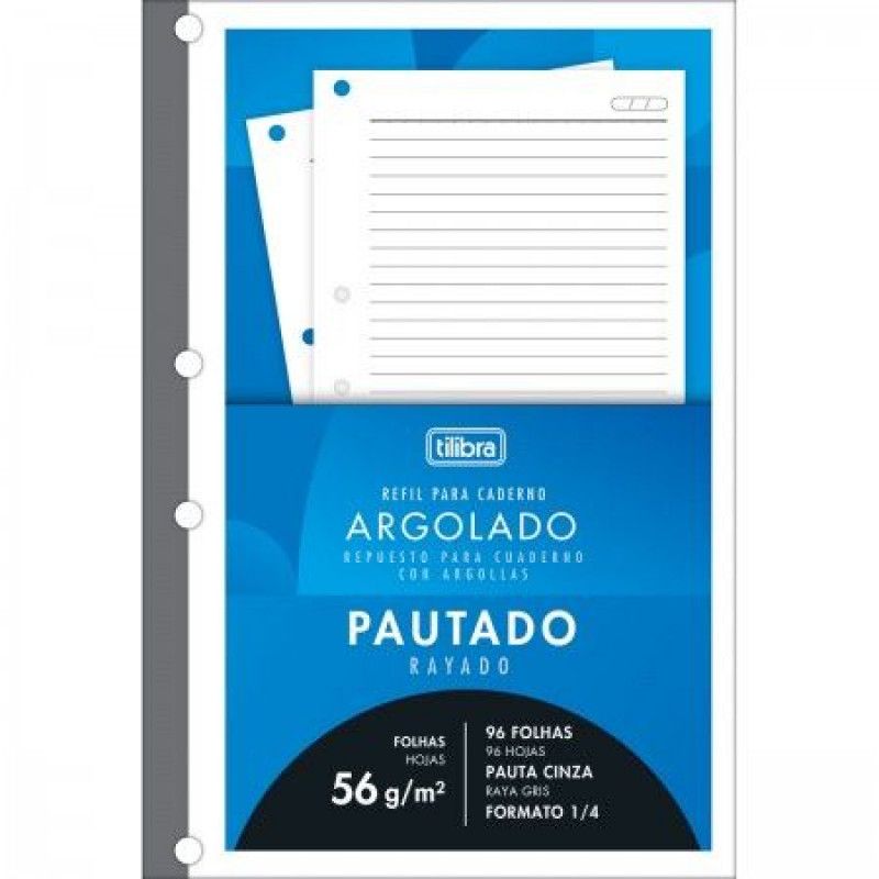 BLOCO PARA FICHARIO 1/4 96 FOLHAS ACADEMIE TILIBRA - REF. 15192 - PACOTE COM 10 UNIDADES