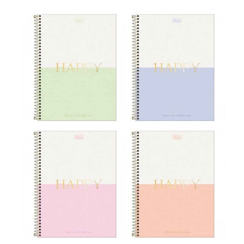 CADERNO 20 MATERIAS CAPA DURA 320 FOLHAS HAPPY TILIBRA - REF. 30547 - PACOTE COM 2 UNIDADES