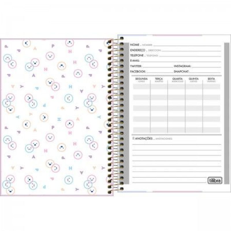 CADERNETA 80 FOLHAS ESPIRAL CAPA DURA HAPPY TILIBRA - REF. 31994 - PACOTE COM 4 UNIDADES