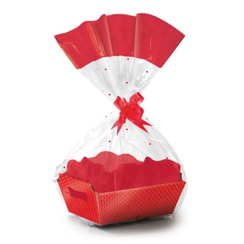 KIT CESTA CRISTALINO VERMELHO P 18X13X7,5CM CROMUS - REF. 262355 - 1 UNIDADE