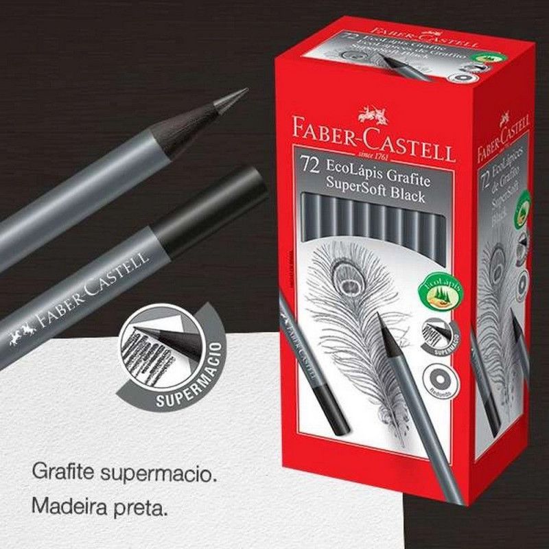 LAPIS PRETO N.2 SUPER SOFT REDONDO FABER-CASTELL - REF. 907SOFT - CAIXA COM 72 UNIDADES