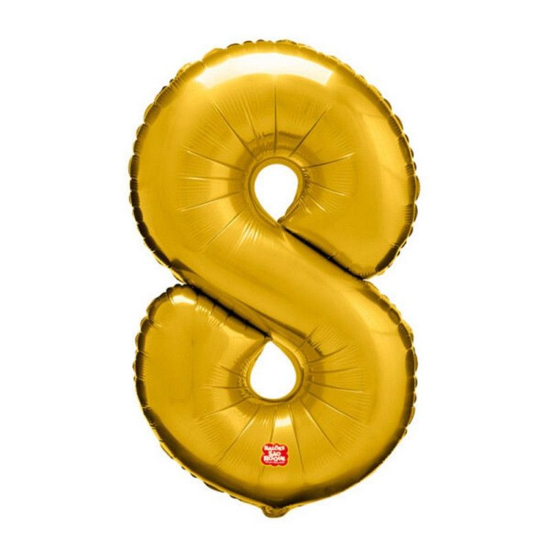 BALAO METALIZADO 70CM NUMERO 8 DOURADO SAO ROQUE - 1 UNIDADE