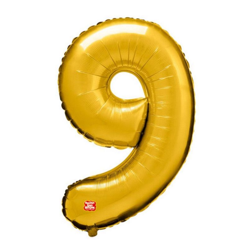 BALAO METALIZADO 70CM NUMERO 9 DOURADO SAO ROQUE - 1 UNIDADE