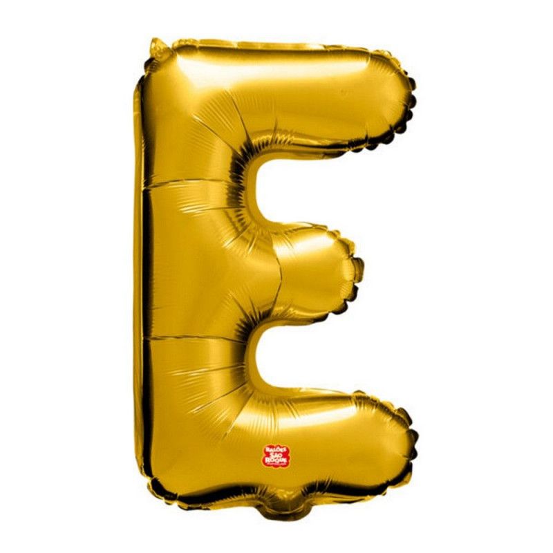 BALAO METALIZADO 70CM LETRA E DOURADO SAO ROQUE - 1 UNIDADE