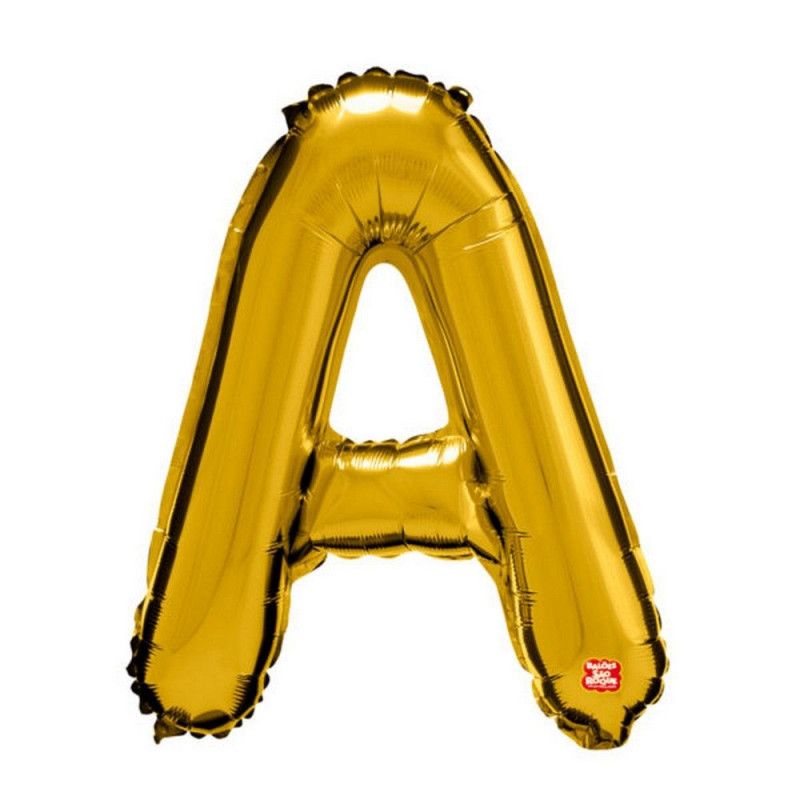BALAO METALIZADO 70CM LETRA A DOURADO SAO ROQUE - 1 UNIDADE