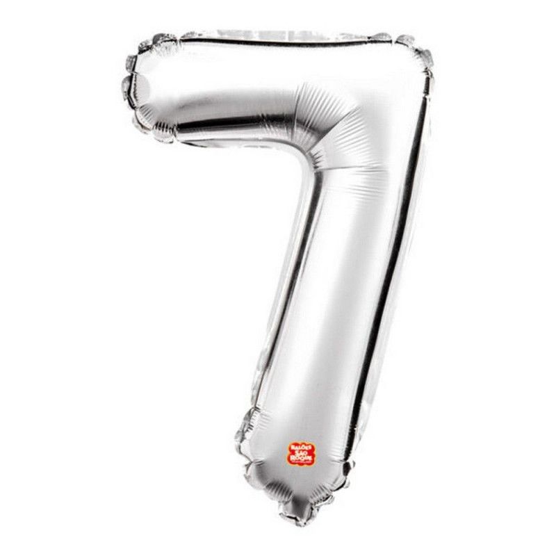 BALAO METALIZADO 40CM NUMERO 7 PRATA SAO ROQUE - 1 UNIDADE