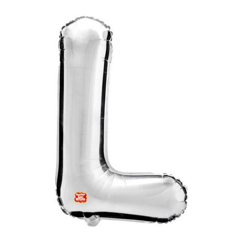 BALAO METALIZADO 40CM LETRA L PRATA SAO ROQUE - 1 UNIDADE