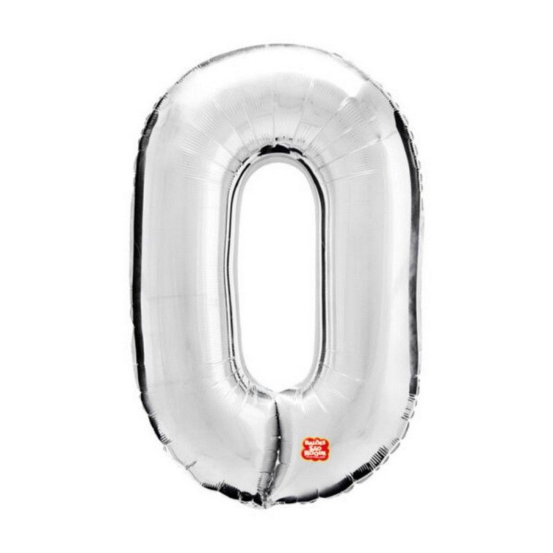 BALAO METALIZADO 40CM LETRA O PRATA SAO ROQUE - 1 UNIDADE