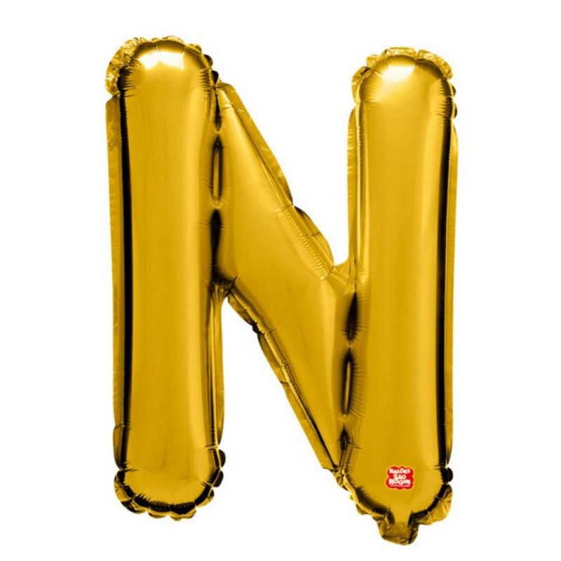 BALAO METALIZADO 40CM LETRA N DOURADO SAO ROQUE - 1 UNIDADE