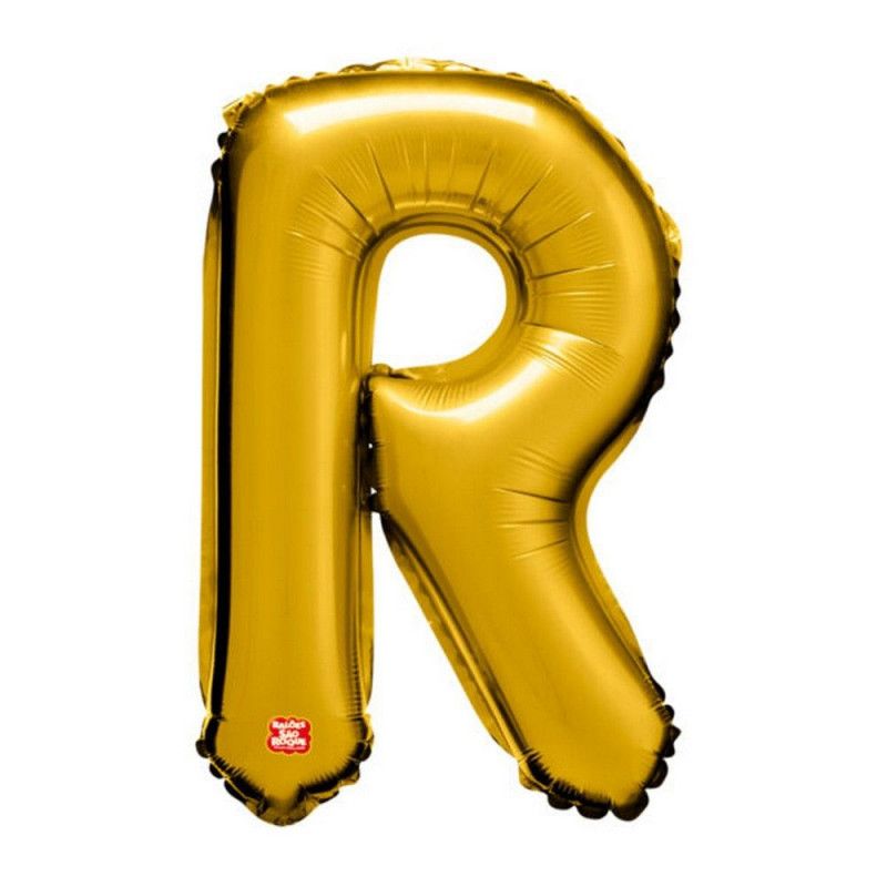 BALAO METALIZADO 40CM LETRA R DOURADO SAO ROQUE - 1 UNIDADE